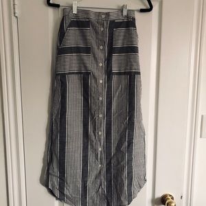 *Last Chance* Lulus Grey/White Striped Midi Skirt